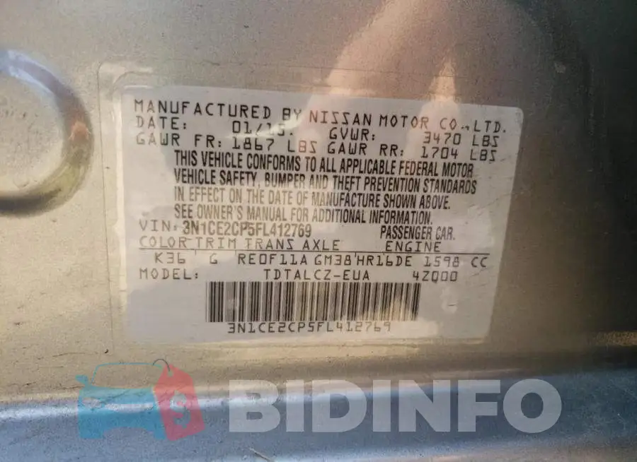 3N1CE2CP5FL412769 Photo# 12