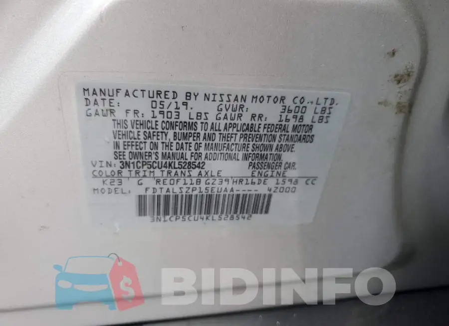 3N1CP5CU4KL528542 Photo# 12
