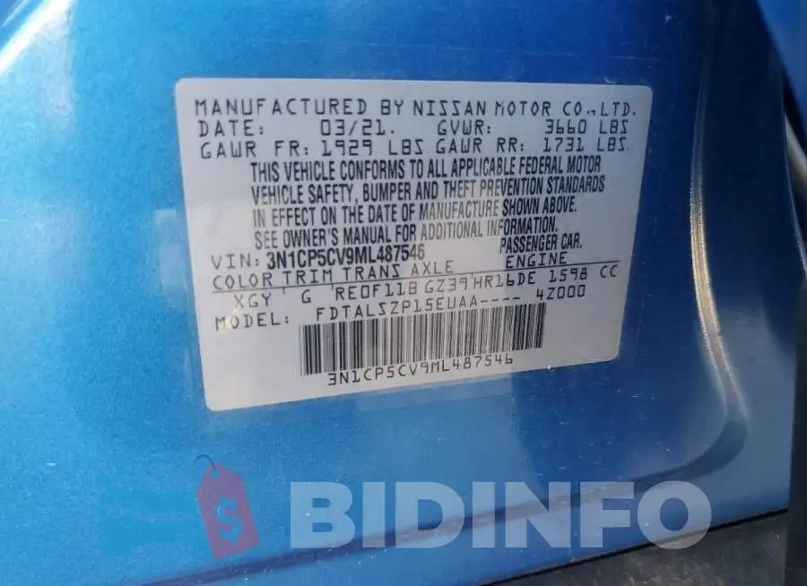 3N1CP5CV9ML487546 Photo# 13