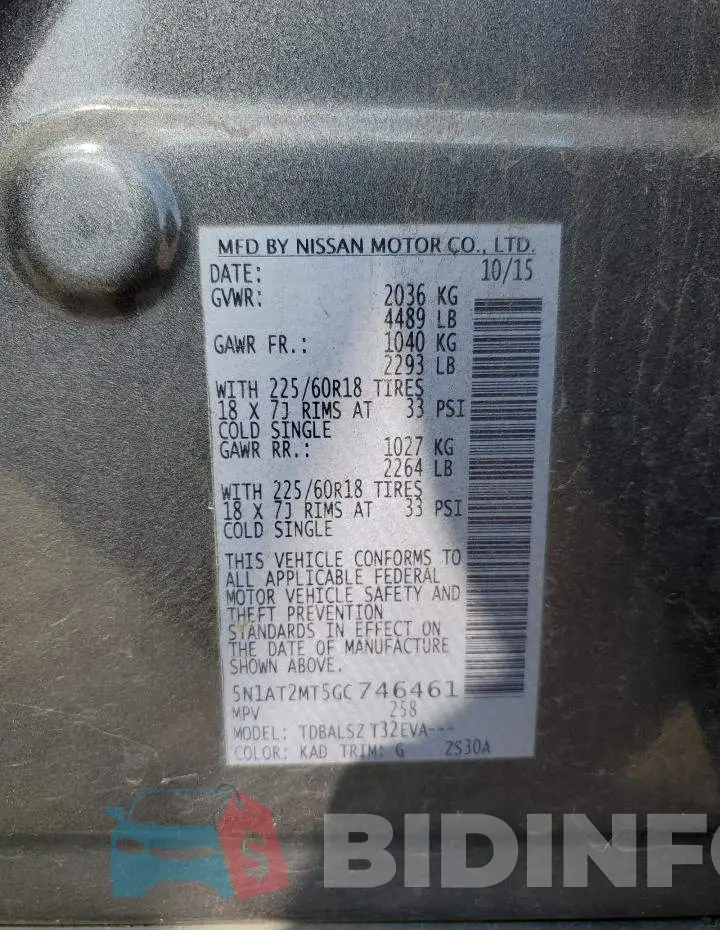 5N1AT2MT5GC746461 Photo# 13