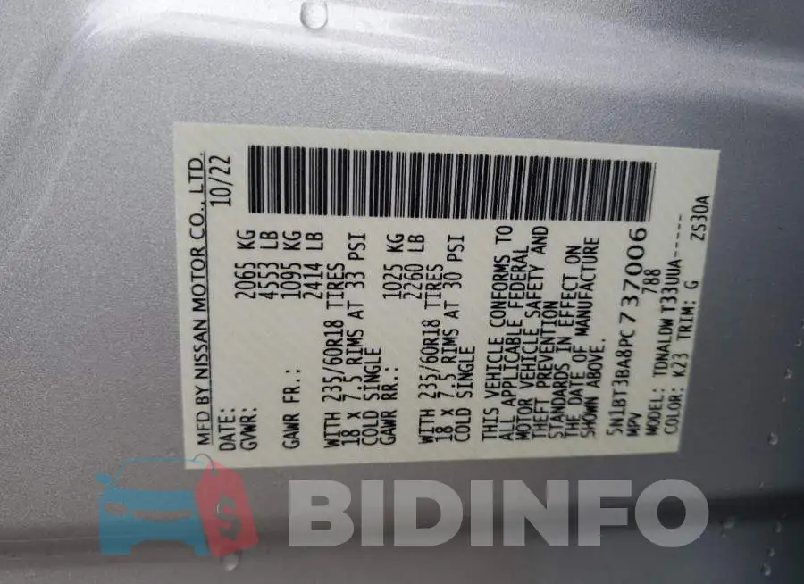 5N1BT3BA8PC737006 Photo# 13