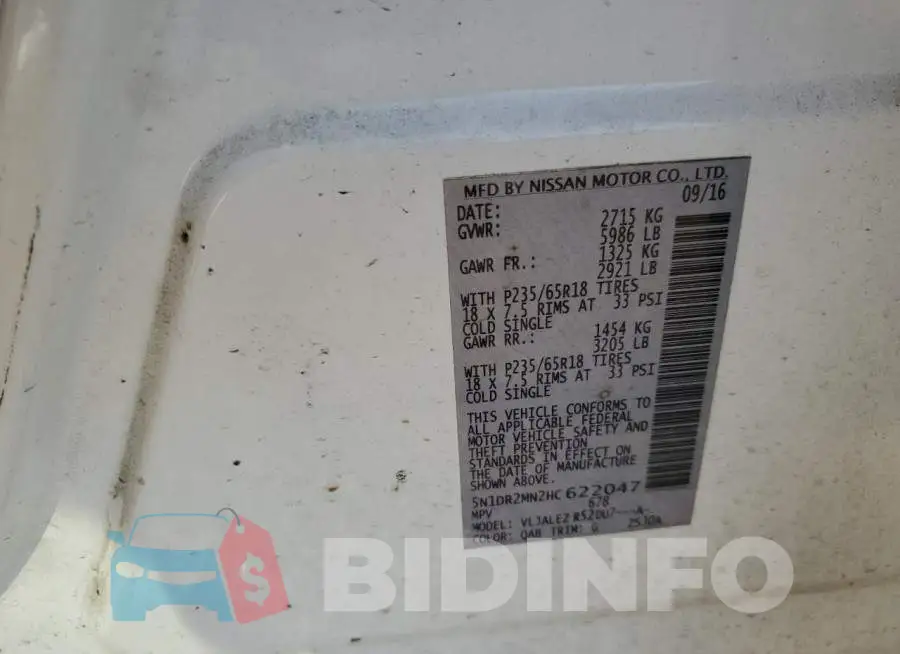 5N1DR2MN2HC622047 Photo# 12