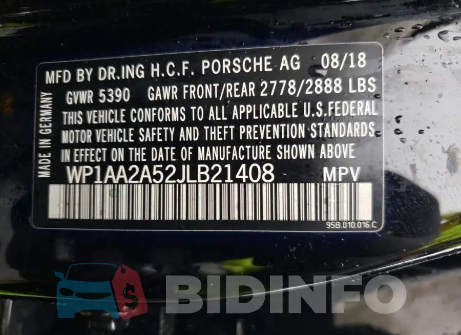 WP1AA2A52JLB21408 Photo# 13