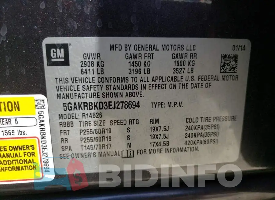 5GAKRBKD3EJ278694 Photo# 13