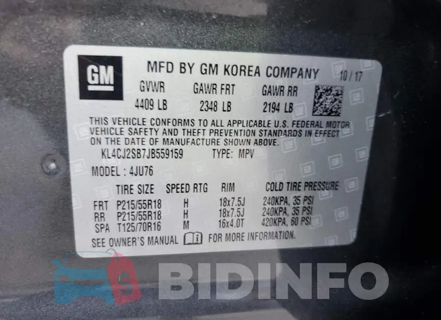 KL4CJ2SB7JB559159 Photo# 13