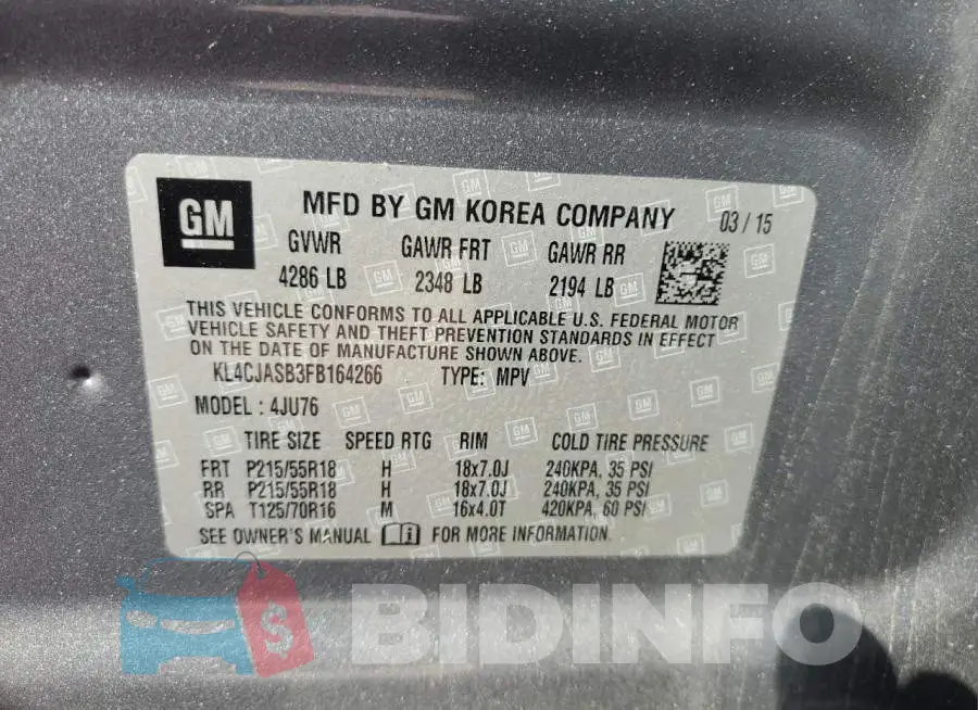 KL4CJASB3FB164266 Photo# 12