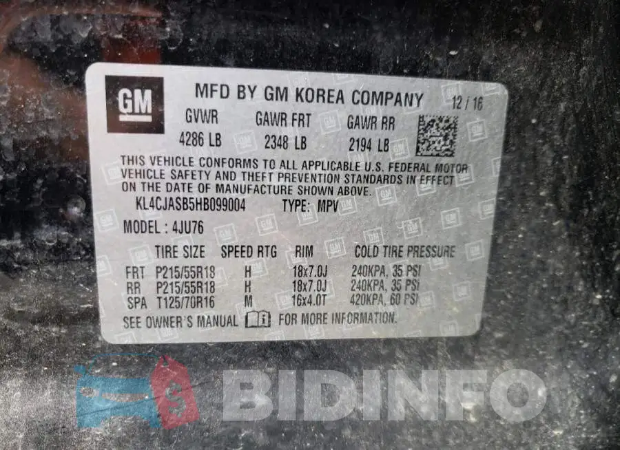 KL4CJASB5HB099004 Photo# 13