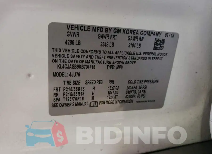 KL4CJASB9KB704715 Photo# 13