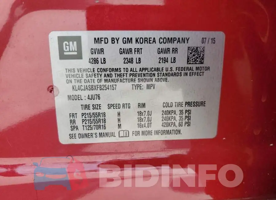 KL4CJASBXFB254157 Photo# 12