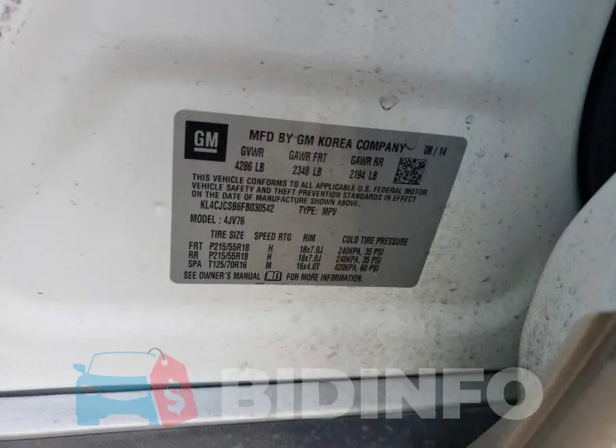 KL4CJCSB6FB030542 Photo# 12