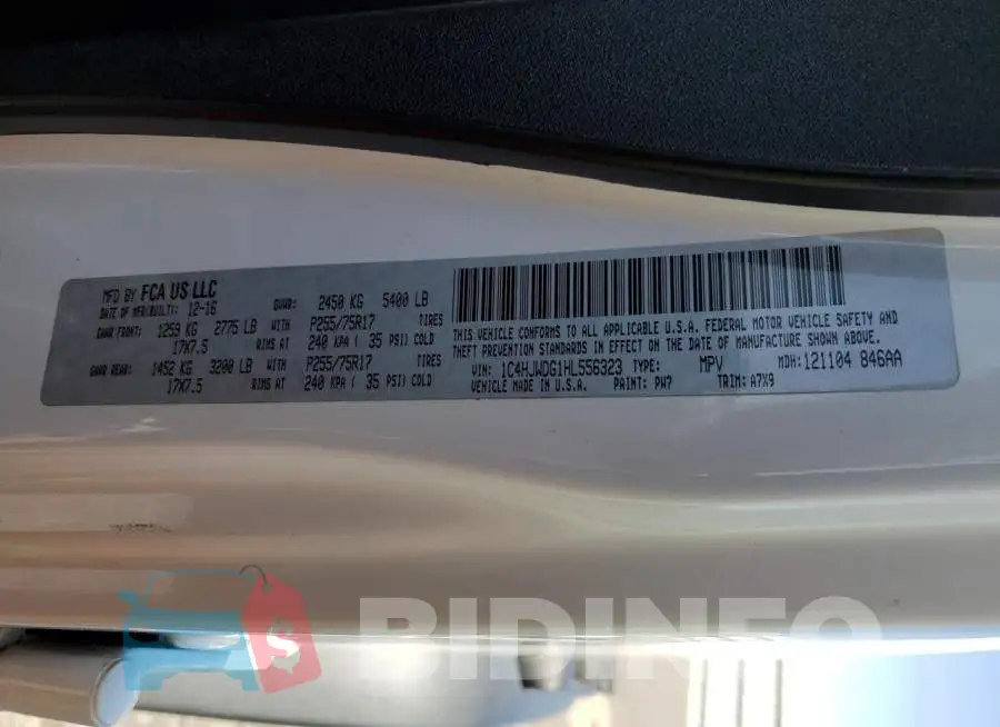 1C4HJWDG1HL556323 Photo# 12