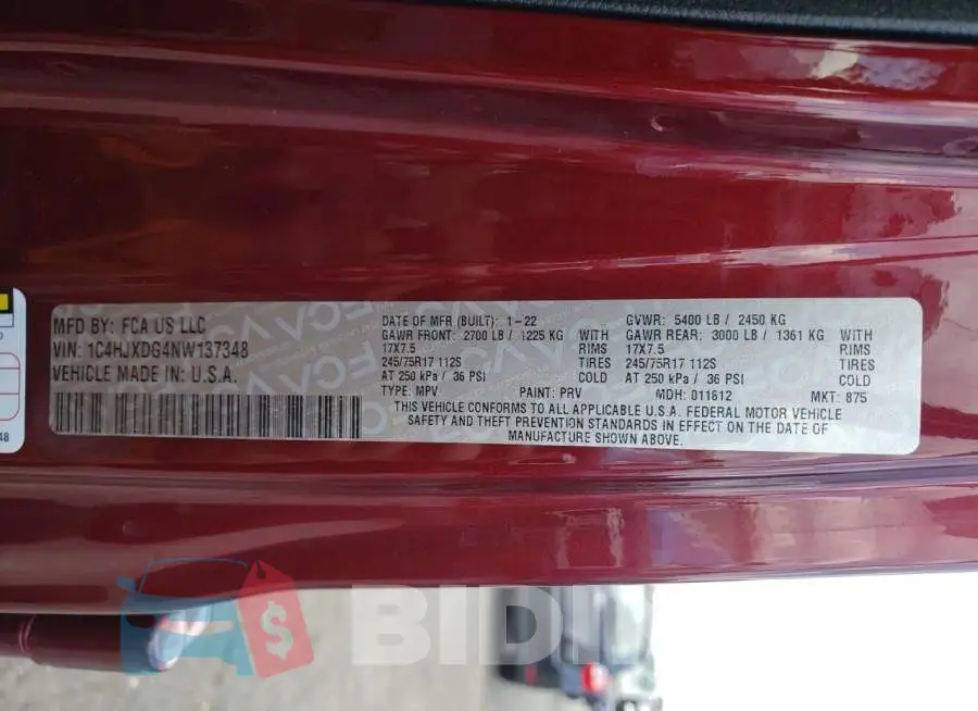 1C4HJXDG4NW137348 Photo# 12