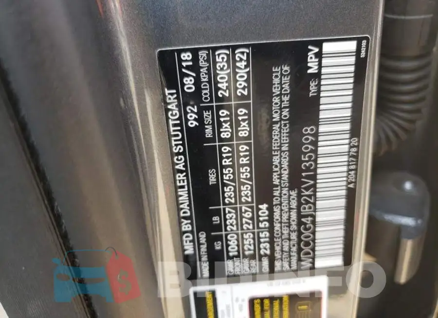 WDC0G4JB2KV135998 Photo# 14