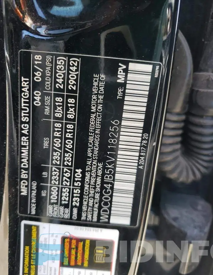 WDC0G4JB5KV118256 Photo# 12