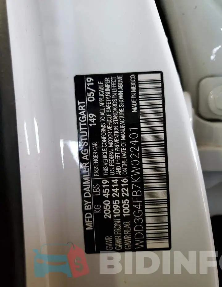 WDD3G4FB7KW022401 Photo# 13