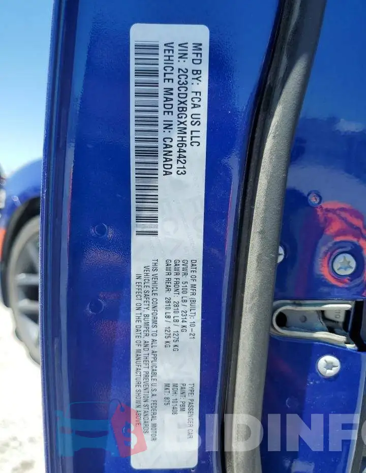 2C3CDXBGXMH644213 Photo# 12