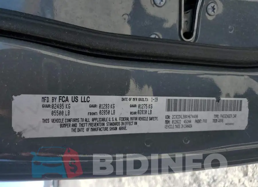 2C3CDXGJXKH647145 Photo# 12