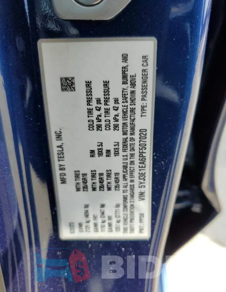 5YJ3E1EA6PF507020 Photo# 12