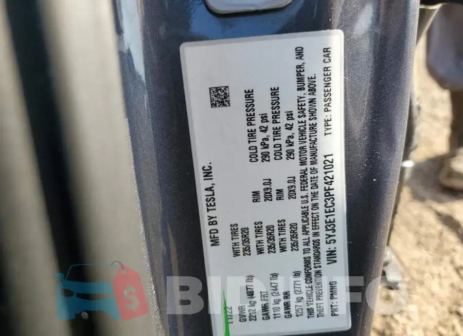 5YJ3E1EC3PF421021 Photo# 12