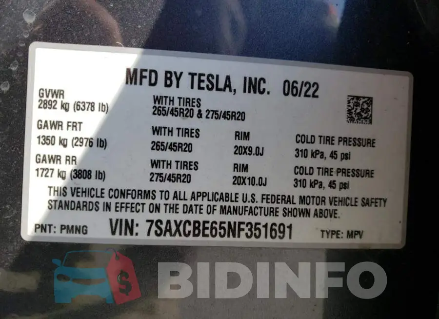 7SAXCBE65NF351691 Photo# 12