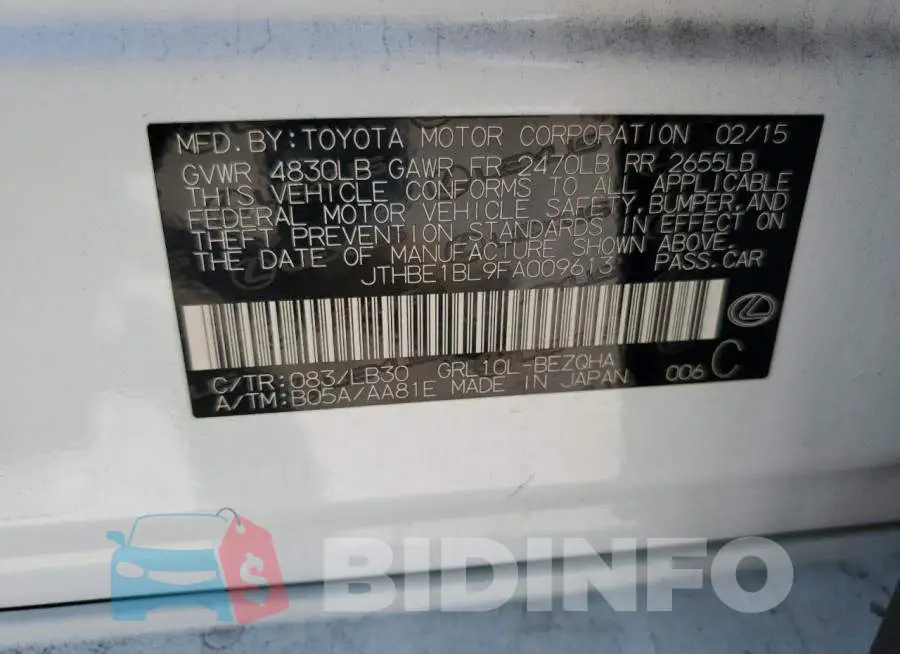 JTHBE1BL9FA009613 Photo# 12