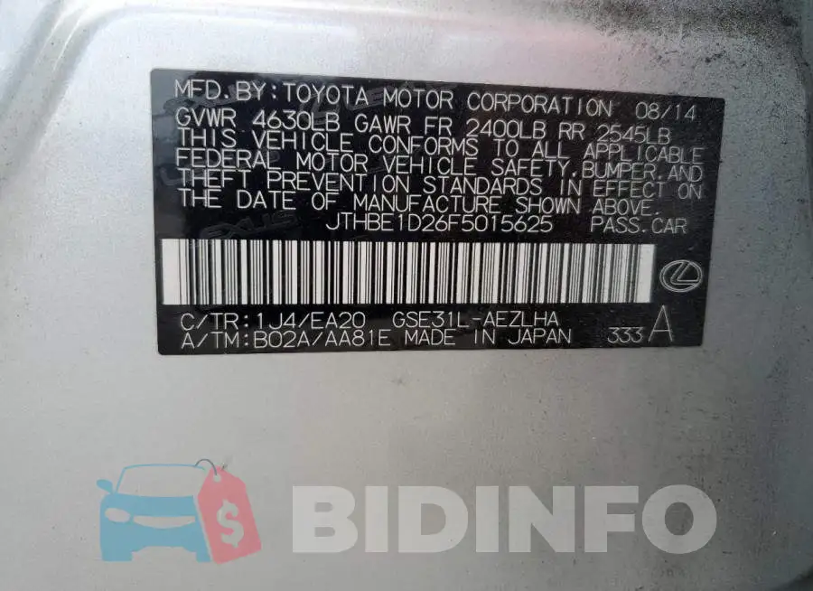 JTHBE1D26F5015625 Photo# 12