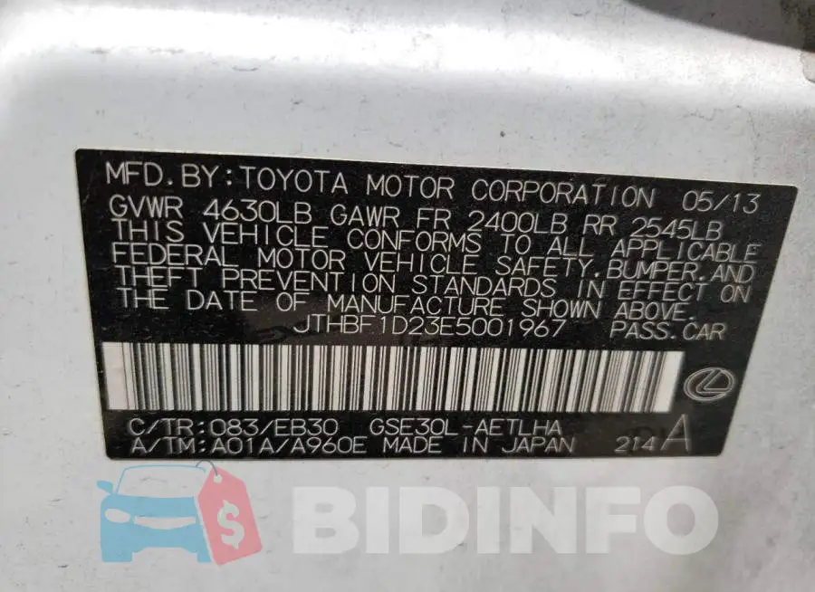 JTHBF1D23E5001967 Photo# 13