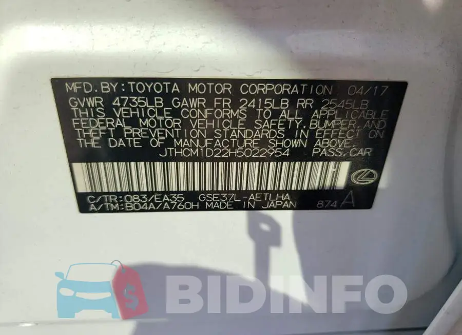 JTHCM1D22H5022954 Photo# 12