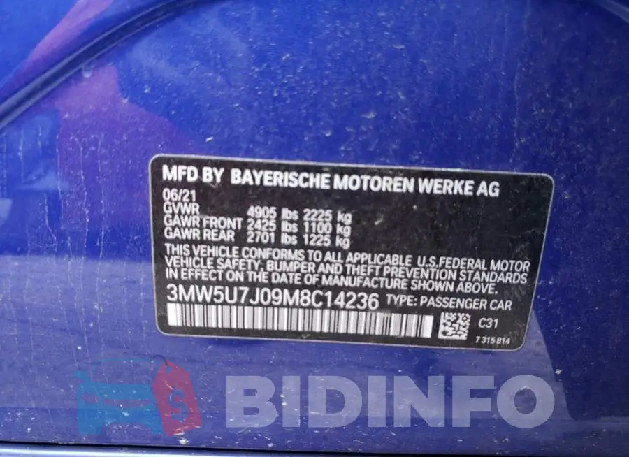 3MW5U7J09M8C14236 Photo# 12
