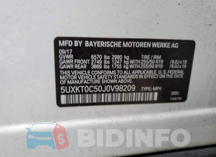 5UXKT0C50J0V98209 Photo# 13