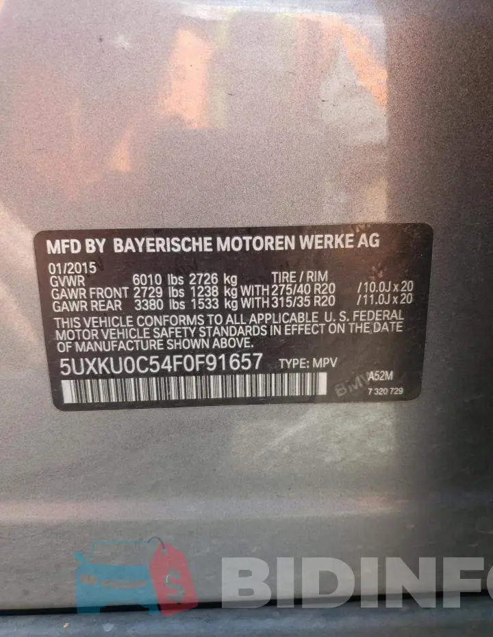 5UXKU0C54F0F91657 Photo# 12