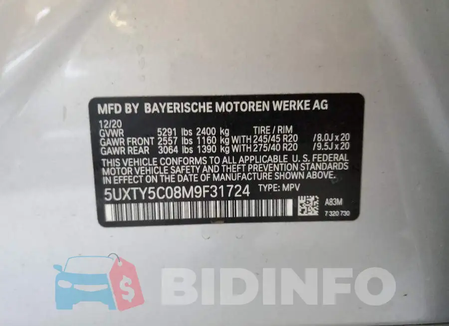 5UXTY5C08M9F31724 Photo# 12