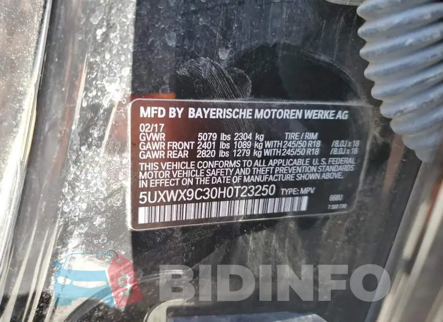 5UXWX9C30H0T23250 Photo# 13