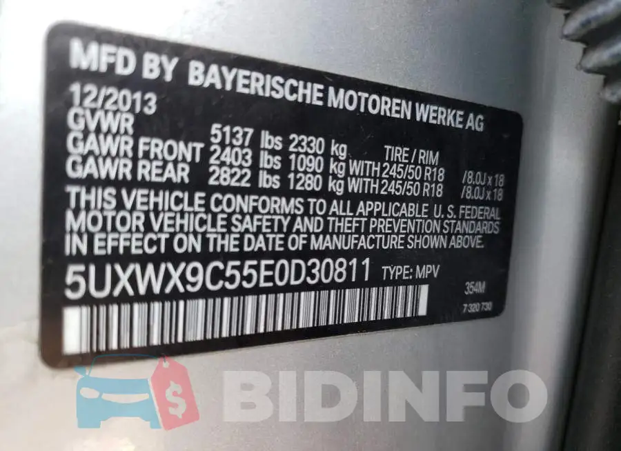 5UXWX9C55E0D30811 Photo# 13