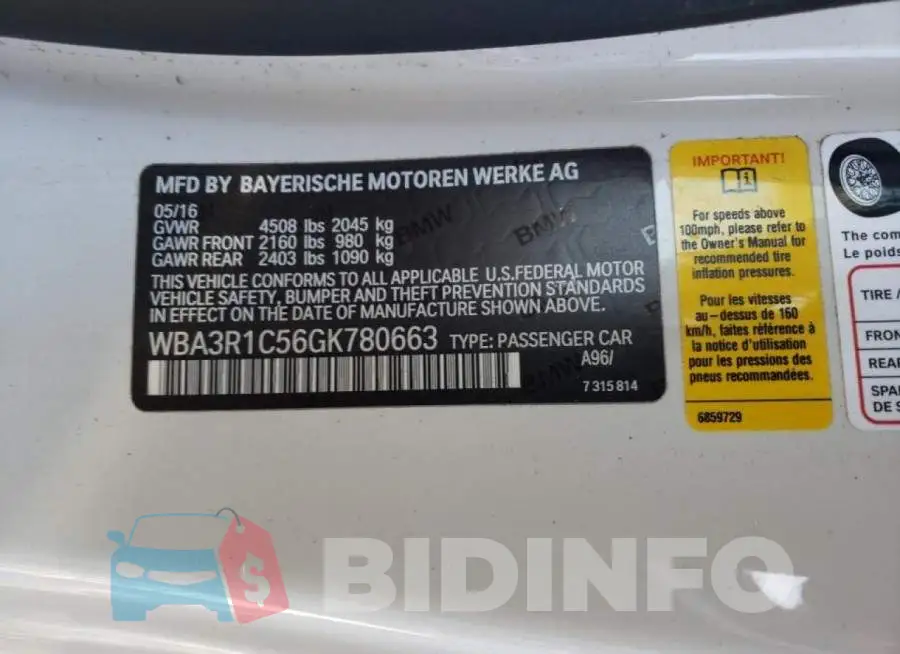 WBA3R1C56GK780663 Photo# 13