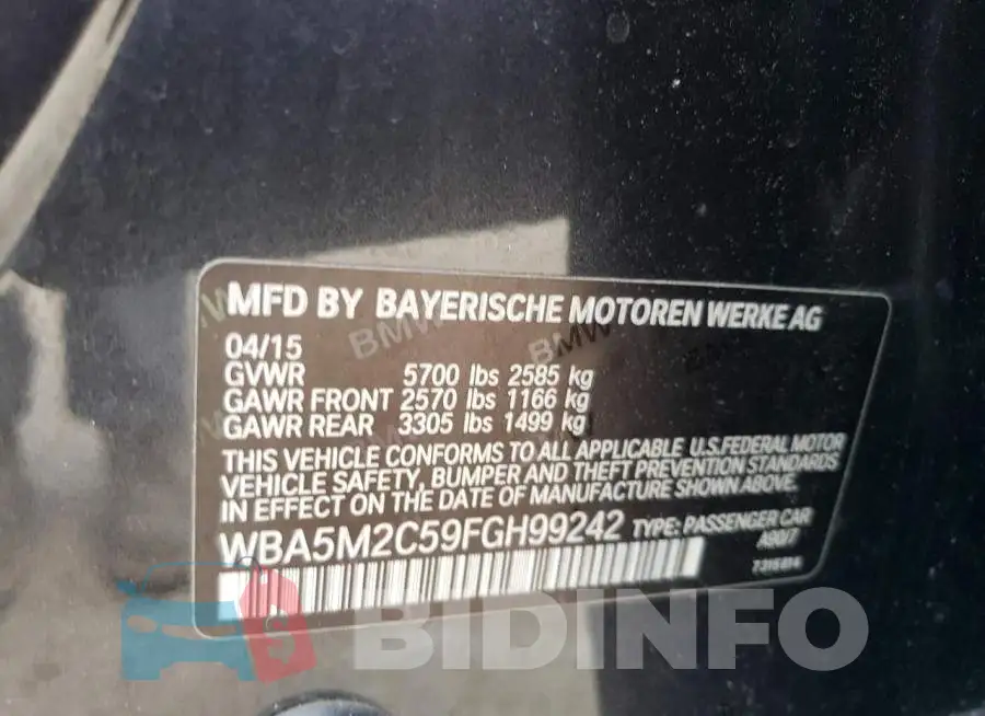 WBA5M2C59FGH99242 Photo# 12