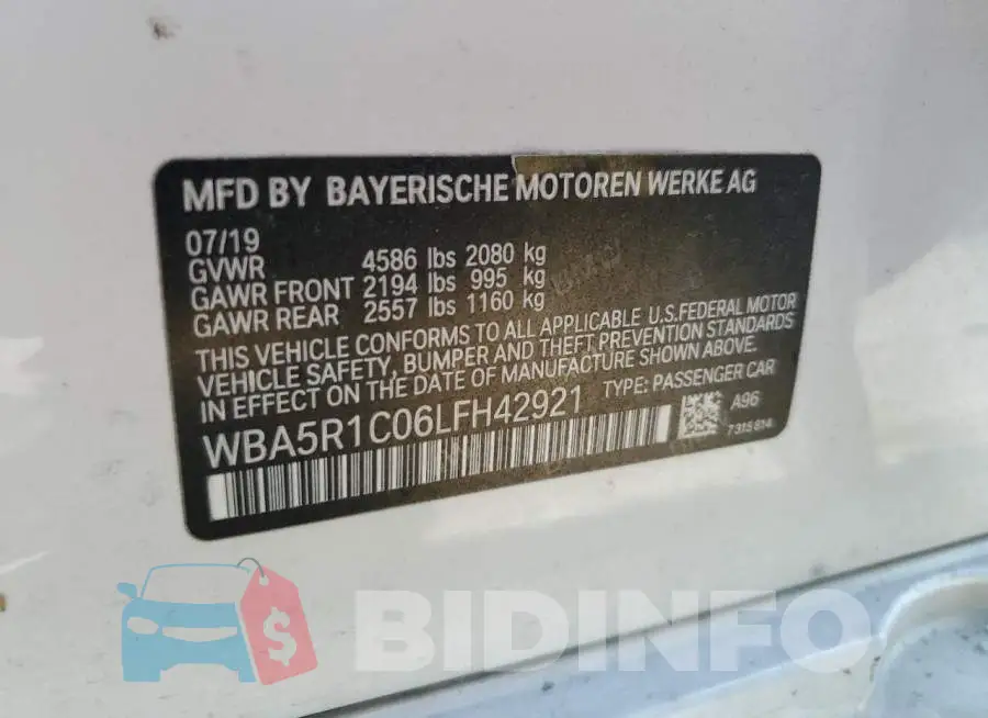 WBA5R1C06LFH42921 Photo# 12