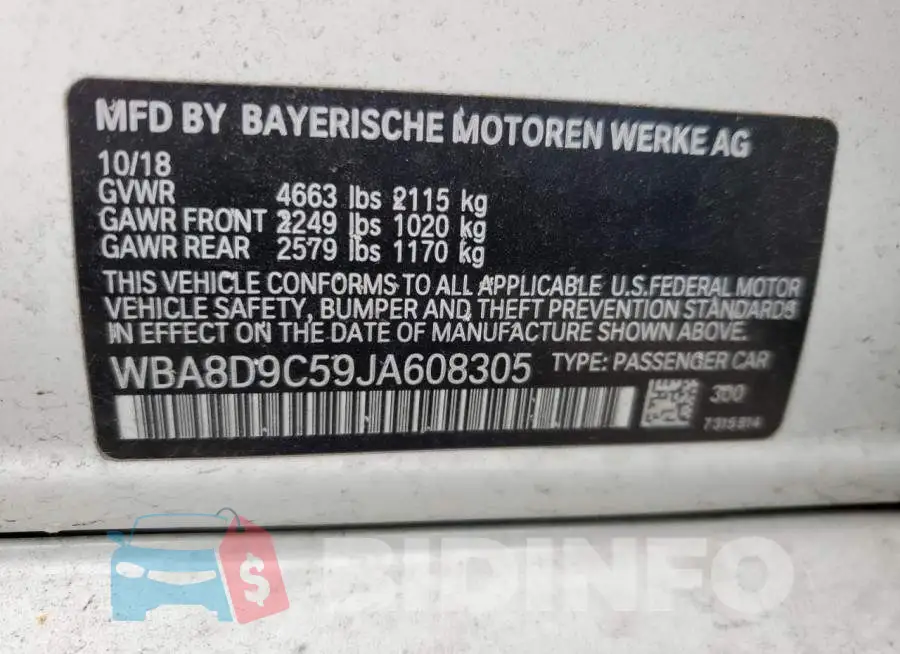 WBA8D9C59JA608305 Photo# 12