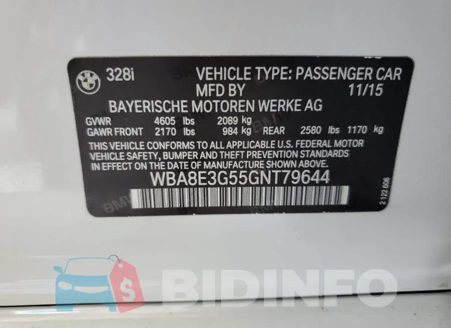WBA8E3G55GNT79644 Photo# 12