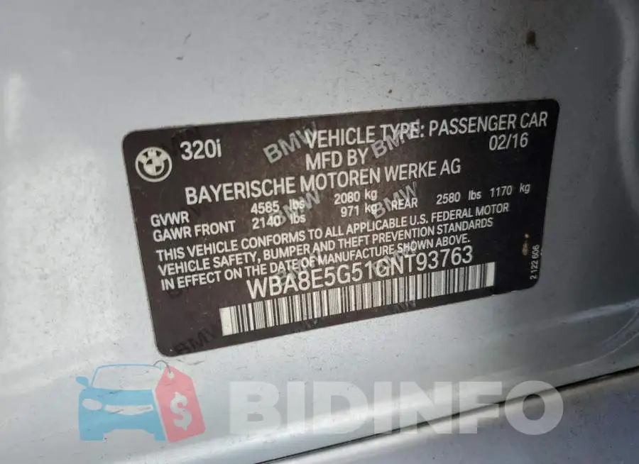WBA8E5G51GNT93763 Photo# 12