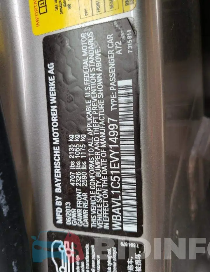 WBAVL1C51EVY14997 Photo# 12