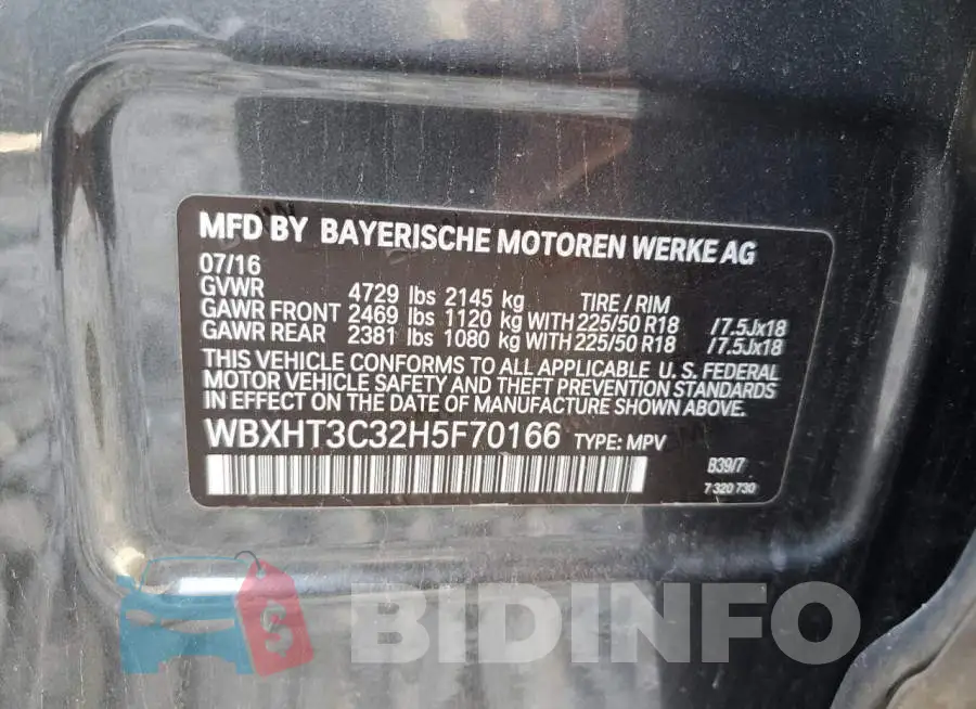 WBXHT3C32H5F70166 Photo# 10