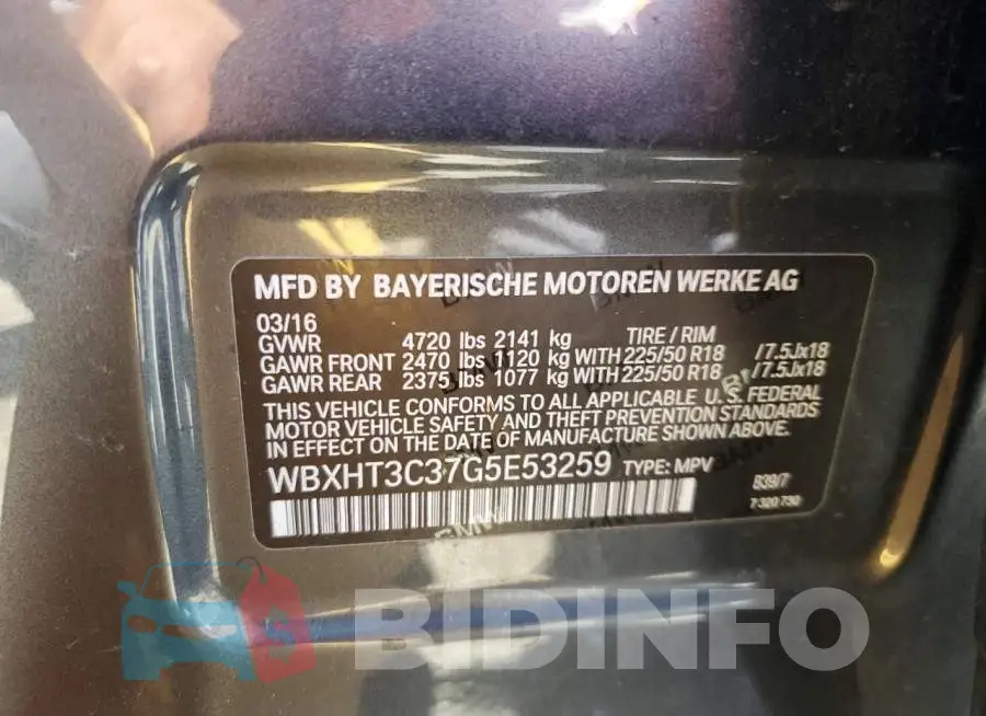 WBXHT3C37G5E53259 Photo# 12