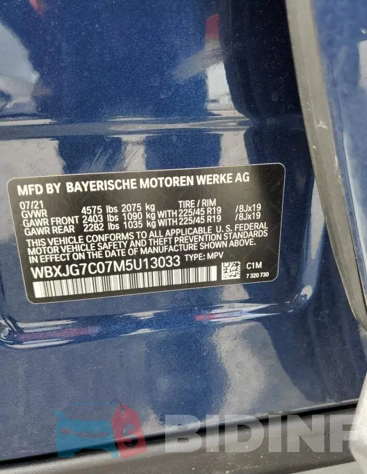 WBXJG7C07M5U13033 Photo# 14