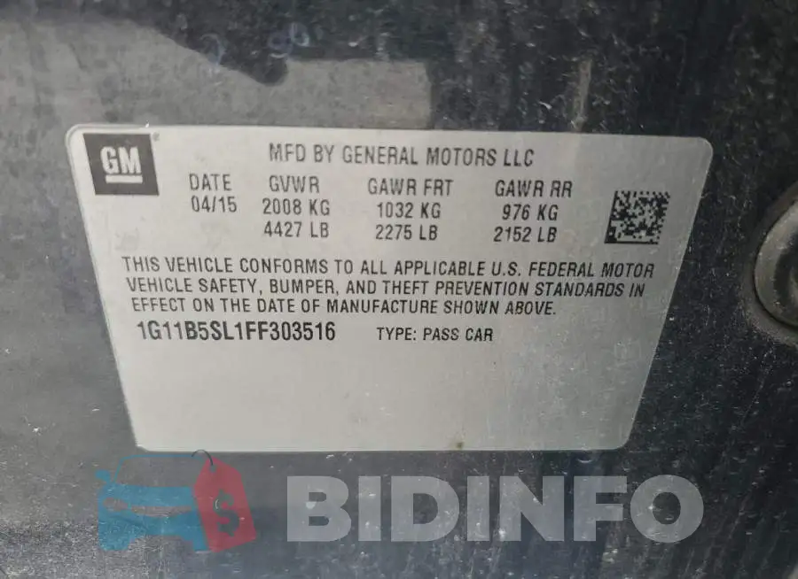 1G11B5SL1FF303516 Photo# 12