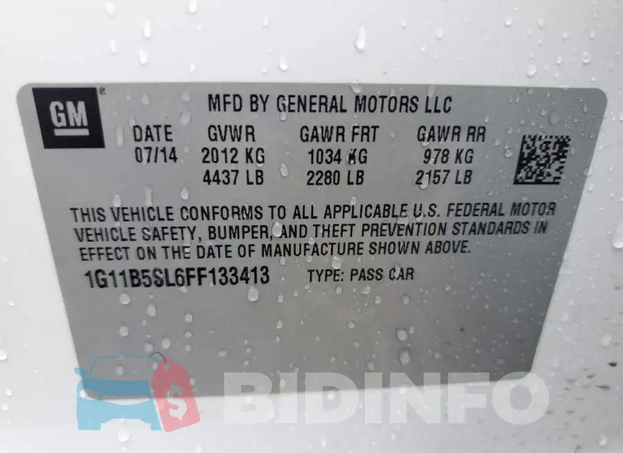 1G11B5SL6FF133413 Photo# 12