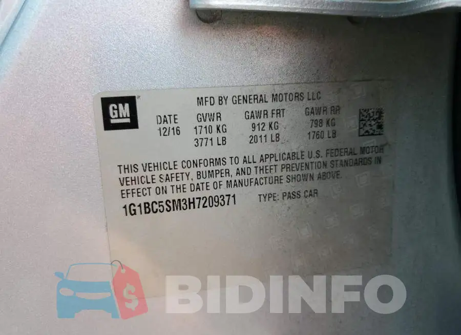 1G1BC5SM3H7209371 Photo# 12
