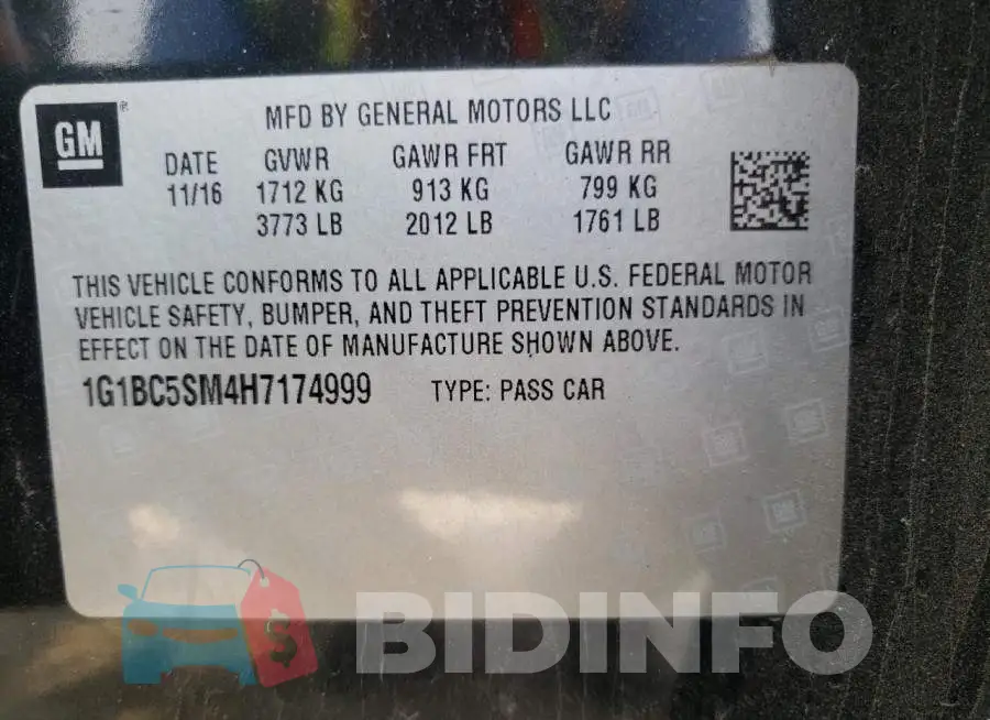 1G1BC5SM4H7174999 Photo# 12