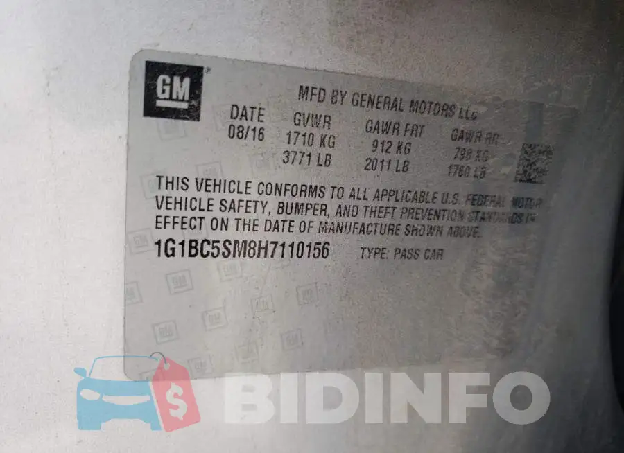 1G1BC5SM8H7110156 Photo# 12