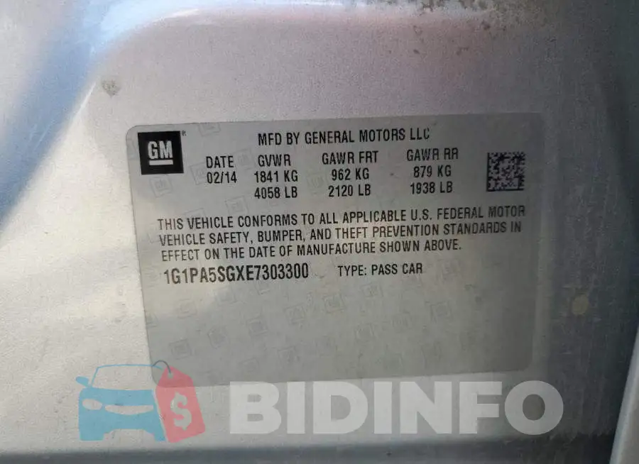 1G1PA5SGXE7303300 Photo# 12